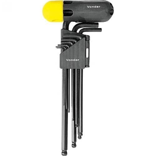 Jogo de chave allen abaulada 1,5 a 10 mm com 10 pe�as