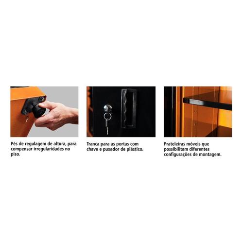 Arm�rio para ferramentas 1 porta com visor + 29 gavetas pl�sticas laranja