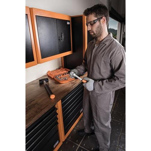 Arm�rio para ferramentas 1 porta com visor + 29 gavetas pl�sticas laranja