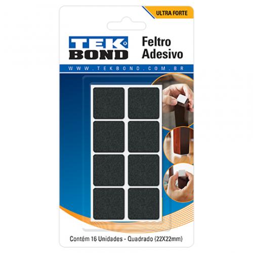 Feltro protetor adesivo quadrado 22 mm com 16 unidades