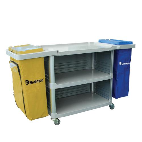 Carro funcional extra 2 bolsas amarela e azul com fechamento