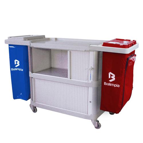 Carro funcional extra 2 bolsas azul e vermelho com porta