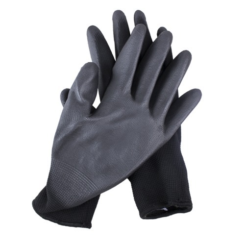 Luva de poli�ster com poliuretano preta tamanho G