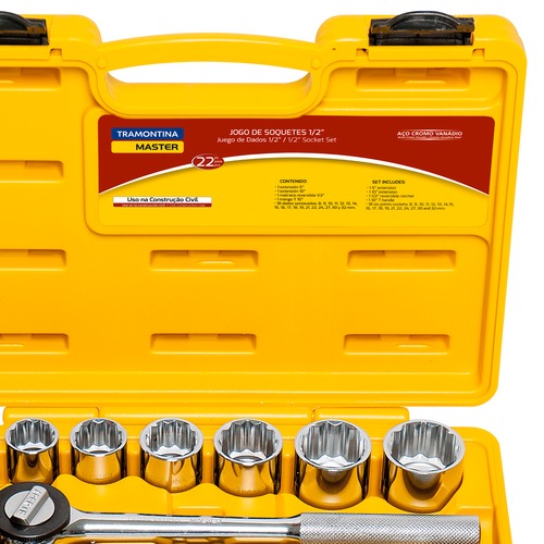 Jogo de soquete estriado de 8 a 32 mm encaixe 1/2