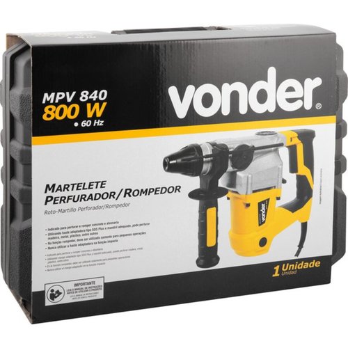 Martelete Perfurador e Rompedor 800 watts 4 joules com maleta SDS Plus - MPV840  220V