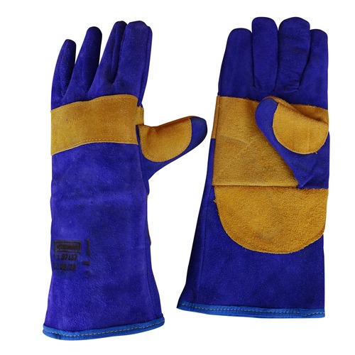 Luva de raspa para solda com reforço 15 cm azul Luva de raspa para solda com reforço 15 cm azul