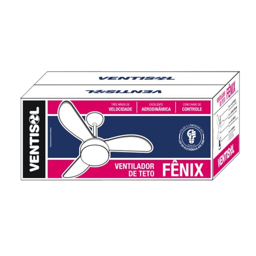 Ventilador de teto 3 p�s branco - F�nix  110V