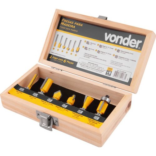 Jogo de fresas para madeira haste 6 mm com 6 pe�as