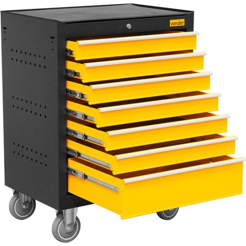 Carro para ferramentas fechado 7 gavetas amarelo e preto
