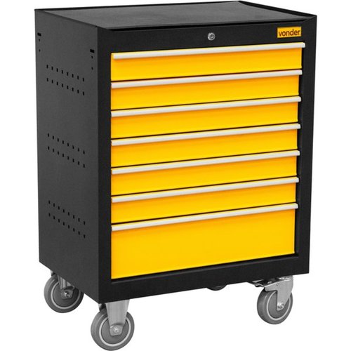 Carro para ferramentas fechado 7 gavetas amarelo e preto