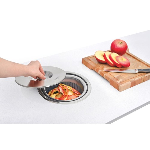 Lixeira de embutir a�o em inox balde pl�stico 5 L - Clean Round