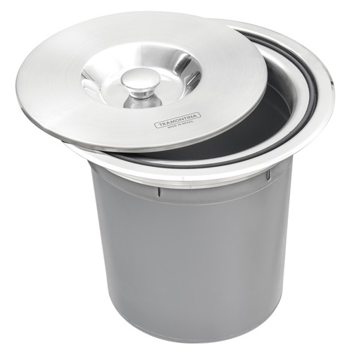Lixeira de embutir a�o em inox balde pl�stico 5 L - Clean Round