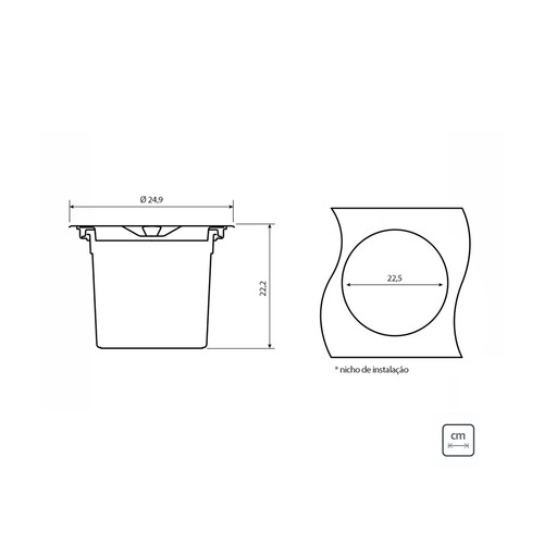 Lixeira de embutir a�o em inox balde pl�stico 5 L - Clean Round