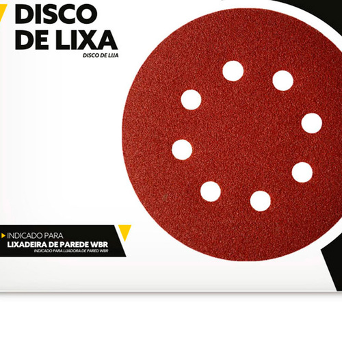 Disco de lixa 225 mm para lixadeira de parede e teto com 10 unidades