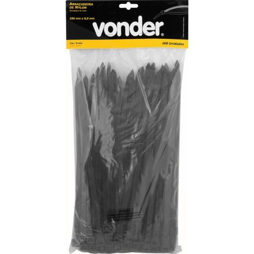 Abraçadeira de nylon preta 9 mm x 28 cm com 100 peças Abraçadeira de nylon preta 9 mm x 28 cm com 100 peças
