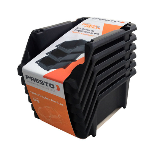 Kit 18 Gavetas plásticas empilháveis para estante nº 3 - 42017 Kit 18 Gavetas plásticas empilháveis para estante nº 3 - 42017