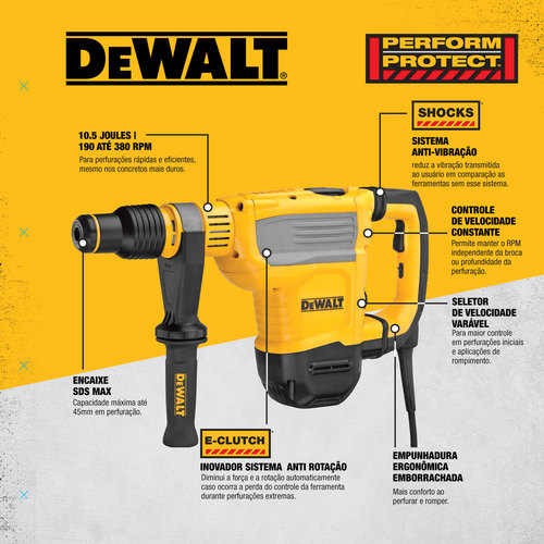 Martelo perfurador rompedor 1.350W 10,5 joules encaixe SDS Max - D25614K  220V