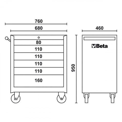 Carrinho para ferramentas com 6 gavetas azul - C04-BOX