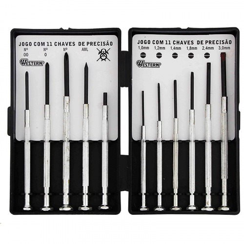 Jogo de chave de precis�o fenda/phillips com 11 pe�as