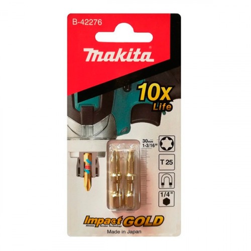 Bits hexalobular de tor��o T25 encaixe 1/4 x 30 mm 2 pe�as - Impact Gold