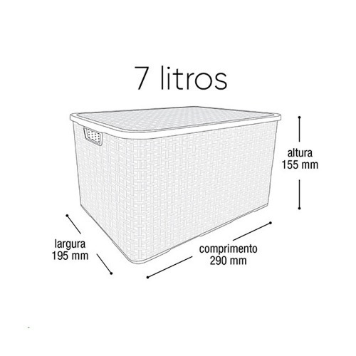 Caixa organizadora com tampa 7 litros - Rattan
