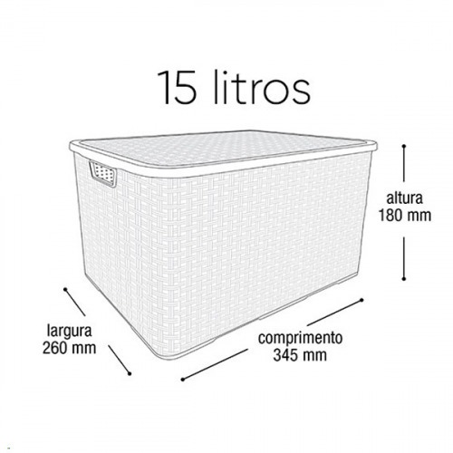 Kit 2 Caixas organizadoras com tampa 15 litros - Rattan