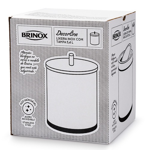 Lixeira inox 5,4L com tampa 18 x 23 cm Decorline - 3030/202