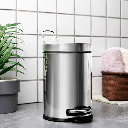 Lixeira inox 3L com pedal e balde 17 x 27 cm Decorline - 3040/201 Lixeira inox 3L com pedal e balde 17 x 27 cm Decorline - 3040/201