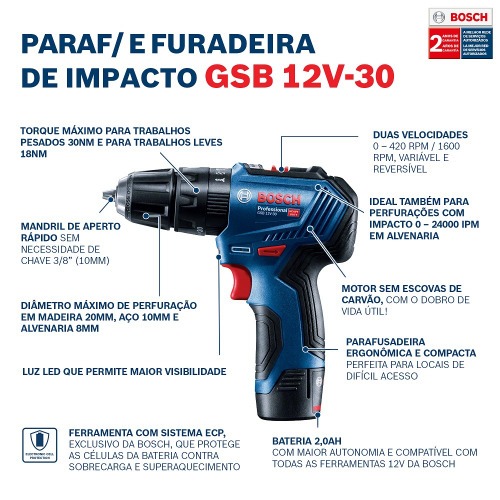 Furadeira Parafusadeira de impacto 3/8