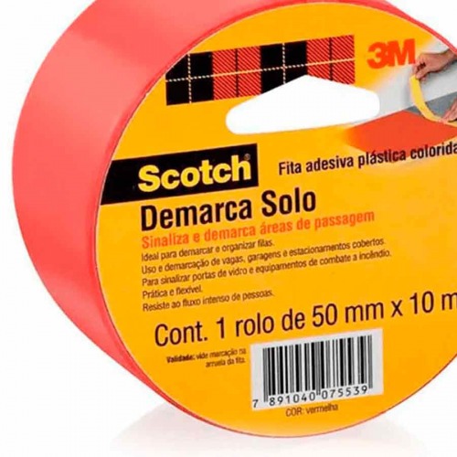 Fita para demarca��o 10 mm x 10 metros vermelha