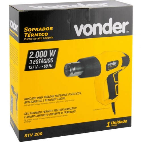 Soprador térmico 2000W 50 a 550 °C 3 estágios com acessórios - STV 200 110V Soprador térmico 2000W 50 a 550 °C 3 estágios com acessórios - STV 200 110V