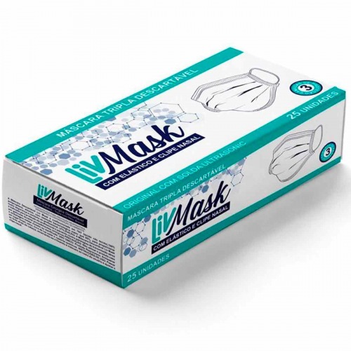 M�scara descart�vel cir�rgica tripla camada 50 unidades 