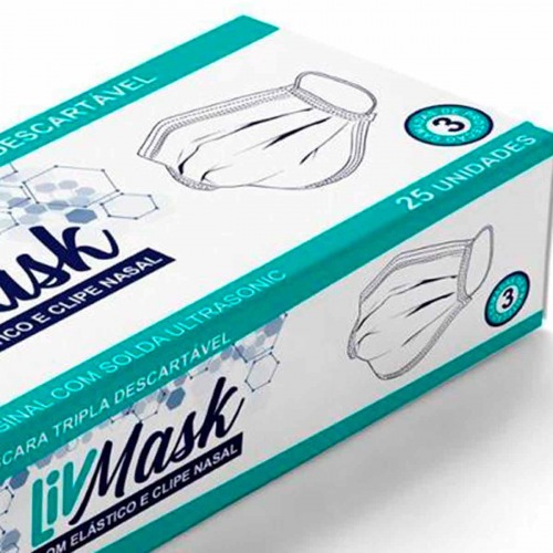 M�scara descart�vel cir�rgica tripla camada 50 unidades 