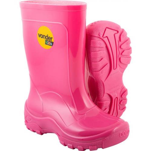 Bota infantil de PVC rosa com forro Bota infantil de PVC rosa com forro