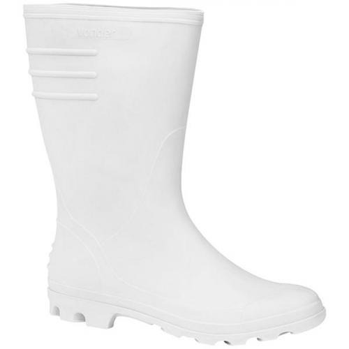 Bota de PVC branca cano m�dio sem forro
