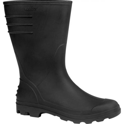 Bota de PVC preta cano m�dio sem forro