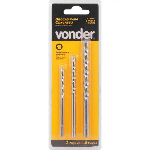 Jogo de brocas para concreto 5 a 8 mm com 3 pe�as  