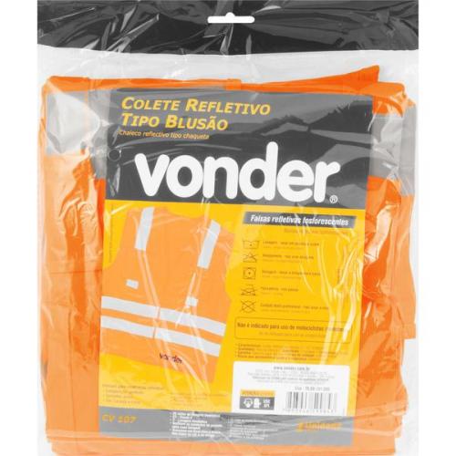 Colete refletivo tipo blus�o com bolso laranja - CV 107 