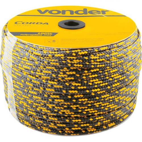 Corda multifilamento trançada 12 mm x 140 m preta e amarela Corda multifilamento trançada 12 mm x 140 m preta e amarela