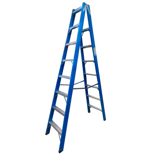 Escada de fibra de vidro 8 degraus 2,40 m modelo americano dupla - Premium