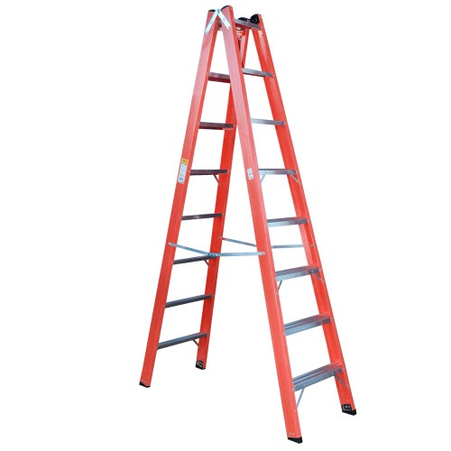 Escada tesoura dupla em fibra de vidro 8 degraus 2,40 m - Profissional