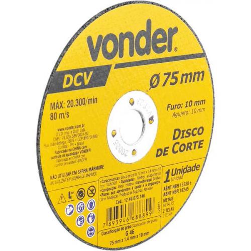 Disco de corte 75 mm x 1,4 mm x 10 mm grão G46 Disco de corte 75 mm x 1,4 mm x 10 mm grão G46