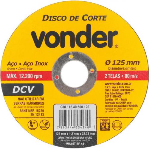 Disco de corte 125 x 1,2 x 22,23 mm DCV Disco de corte 125 x 1,2 x 22,23 mm DCV