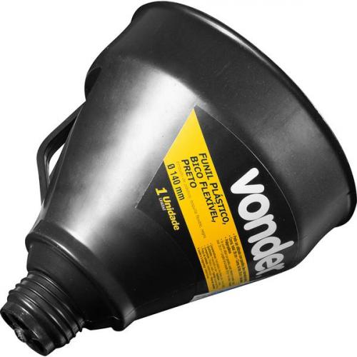 Funil pl�stico bico flex�vel preto 140 mm