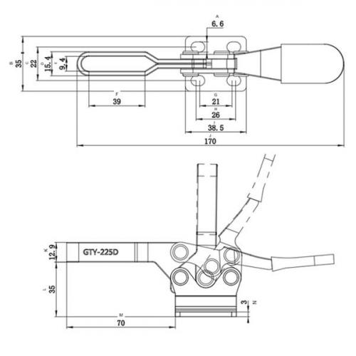 Grampo de aperto r�pido horizontal - GHV 225 