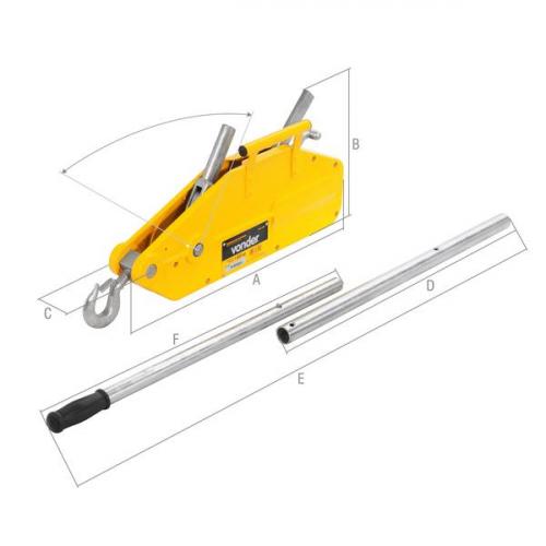 Guincho de alavanca 1,6 tonelada x 20 m - GAV 1600 Guincho de alavanca 1,6 tonelada x 20 m - GAV 1600