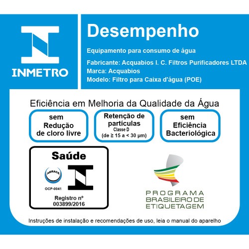 Filtro para caixa D'�gua com rosca met�lica - Acqua Blue