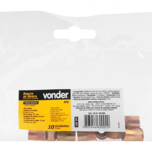 Rebite de rosca a�o carbono cabe�a pequena rosca M6