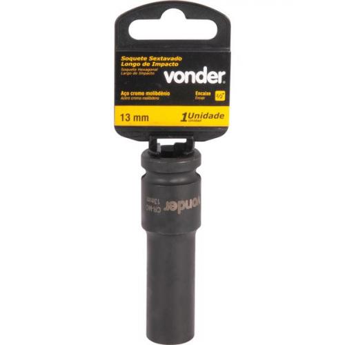 Soquete sextavado de impacto longo 13 mm encaixe 1/2