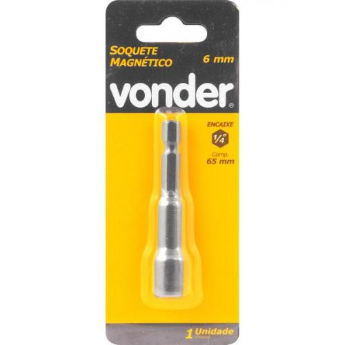 Soquete magn�tico sextavado 6 mm x 65 mm encaixe 1/4'' - 3039000060